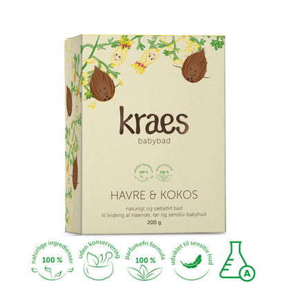 Lindrende babybad med havre og kokos