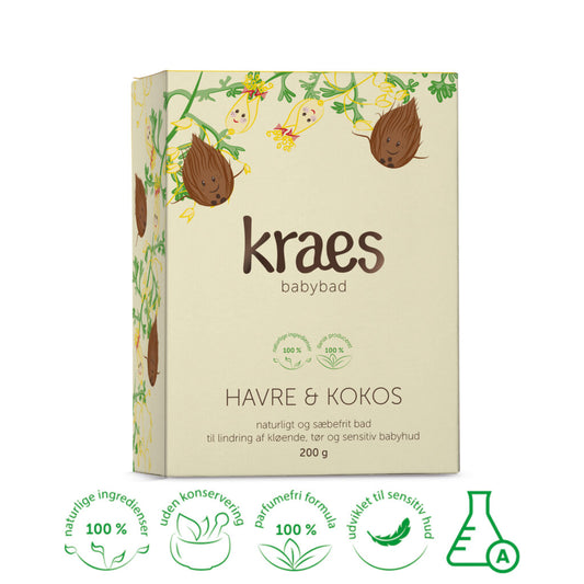 Lindrende babybad med havre og kokos