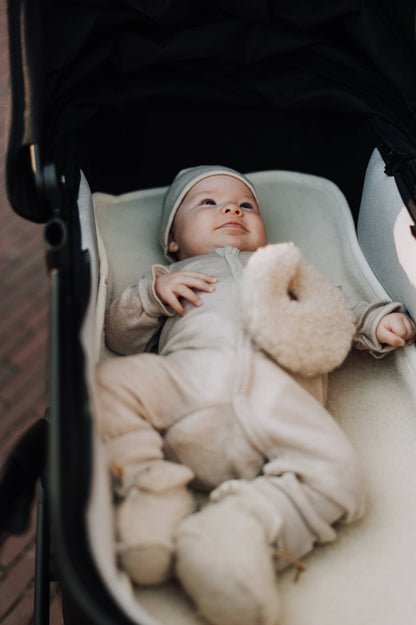 Underlag til barnevogn i 100% børstet merinould 35x75 cm