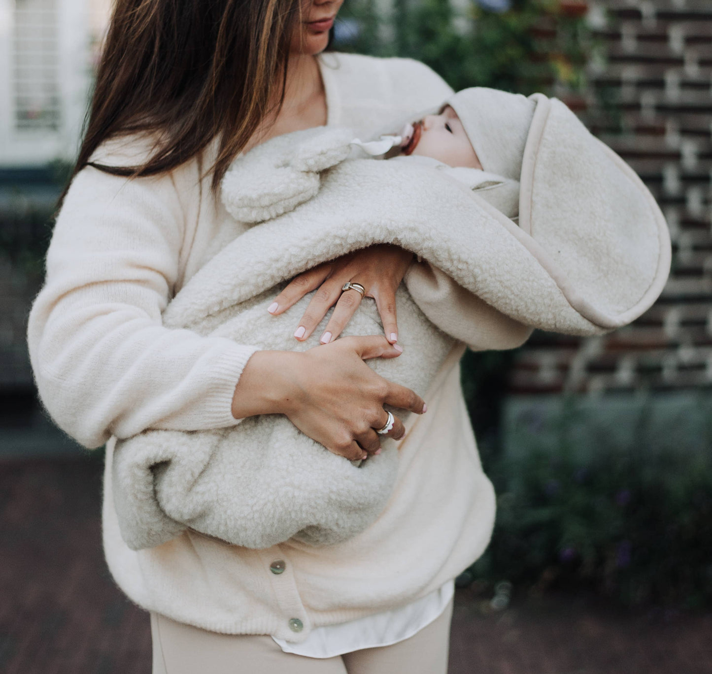 Babytæppe svøb med hætte i 100% merinould