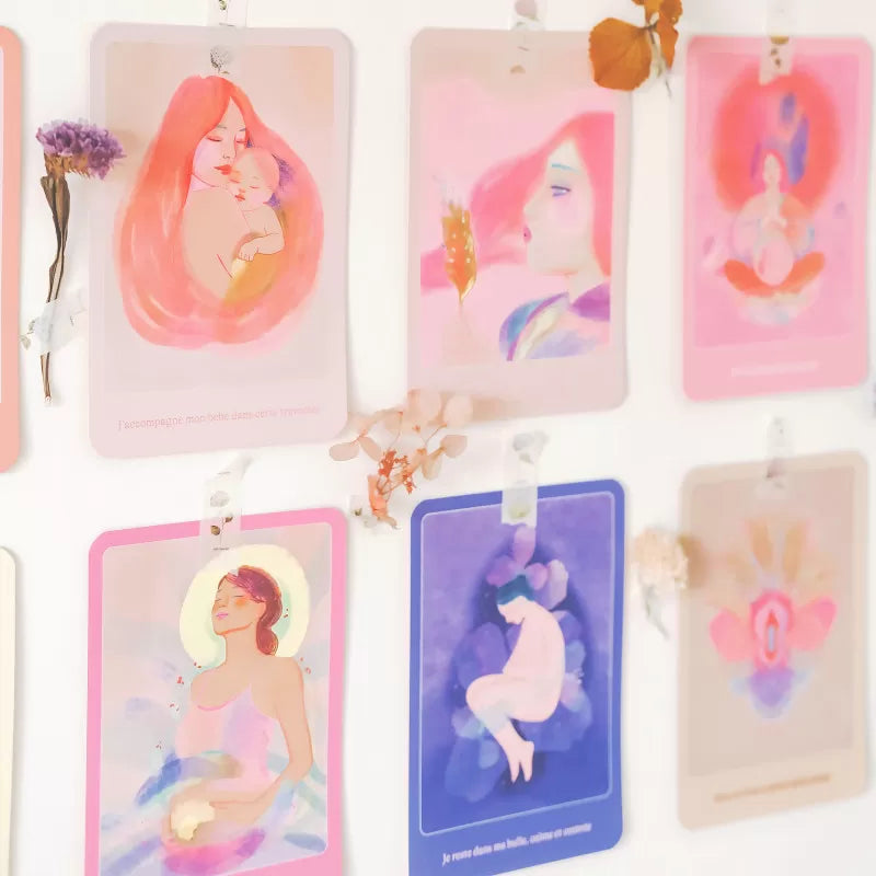 Kort med positiva affirmationer för födseln