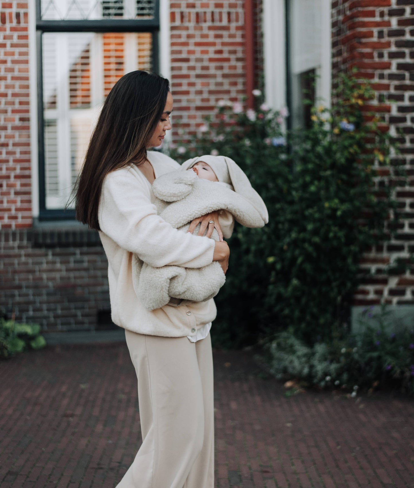 Babytæppe svøb med hætte i 100% merinould