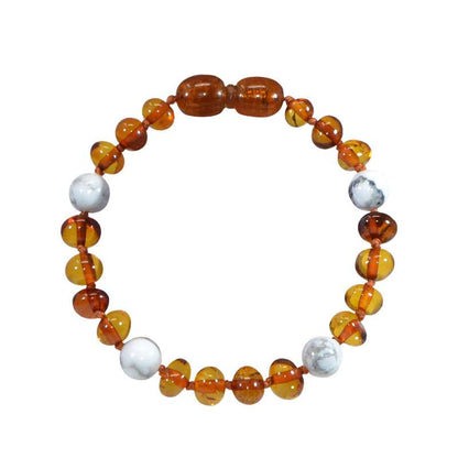 Amber bracelet with howlite for teething