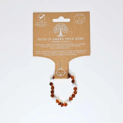 Amber bracelet with howlite for teething