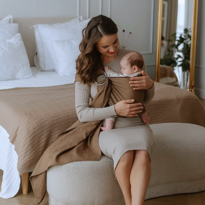 Ring sling Leo Café in 100% cotton