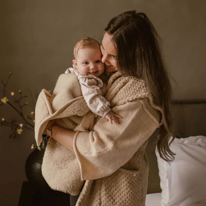 Babydecke mit Kapuze aus 100% Merinowolle